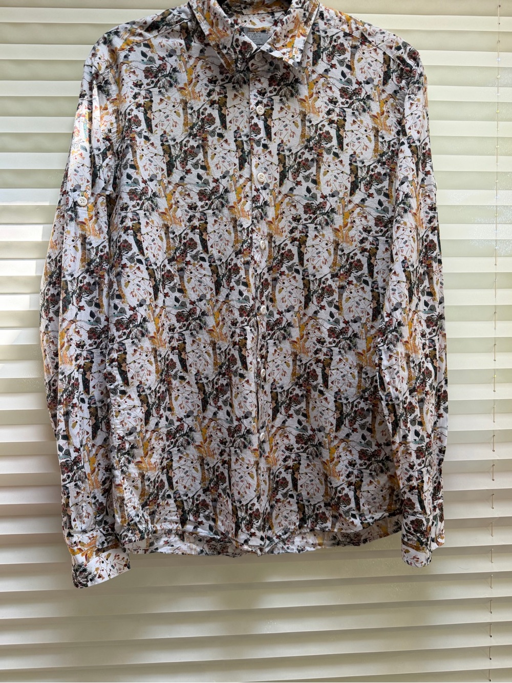 TWN Men’s Abstract Floral Slim Fit Button-Down Shirt Medium 15.5 Neck